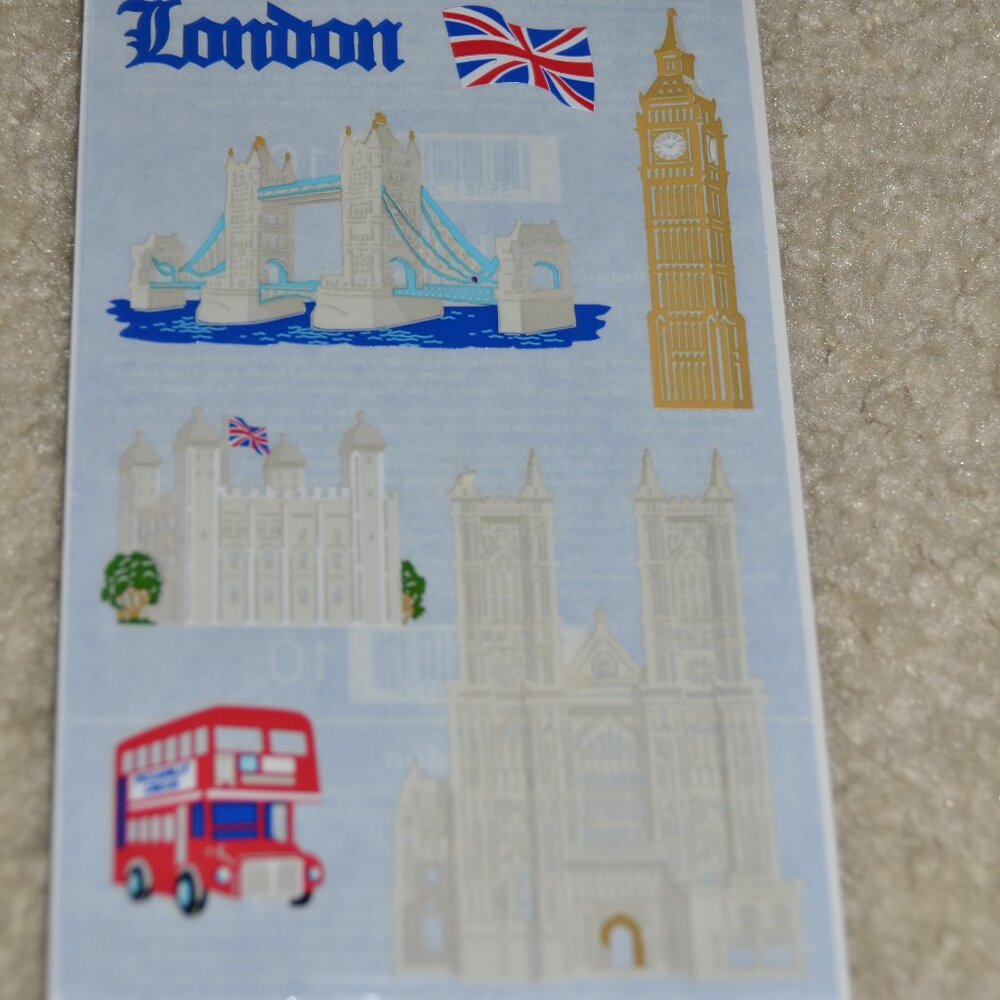 NIP Mrs GROSSMANS Grossman's 2 Sheets LONDON ENGLAND TRAVEL SCRAPBOOKING Sticker